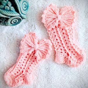 Handmade Pink Crochet Baby Socks